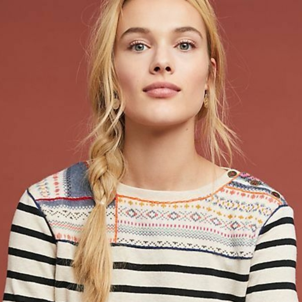 Anthropologie Finn Striped Pullover Top new SIZE LP PL petite size - Picture 7 of 9